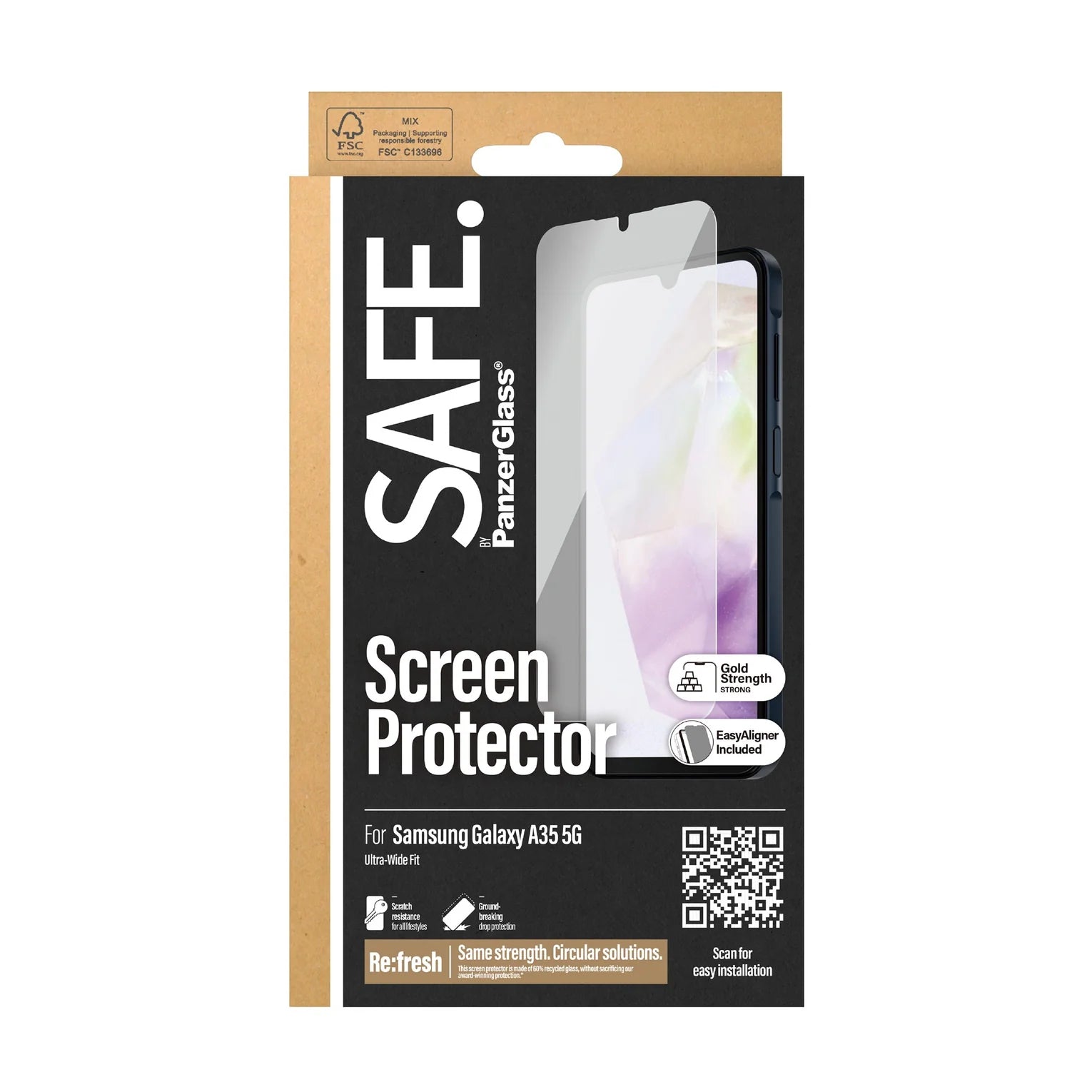 SAFE. by PanzerGlass® Screen Protector Samsung Galaxy A35 5G | Ultra-Wide Fit w. EasyAligner - Default Title - Image 3