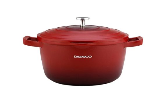 Daewoo Granite Casserole with Lid - Size 28 cm - Red