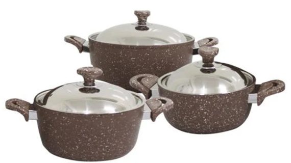 Saflon Non-Stick Aluminum Cookware Set – 20 cm, 24 cm, 28 cm