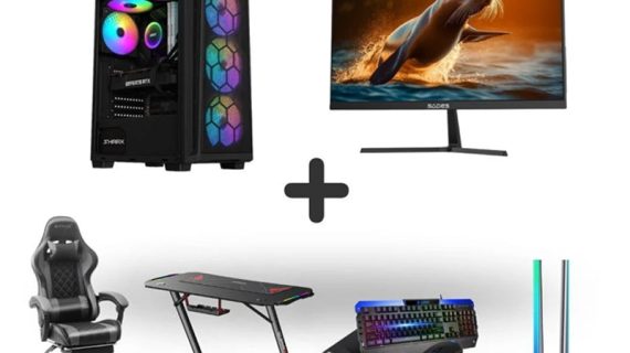 Gaming PC Bundle – Intel i5-14400F/RTX 5050/16GB RAMD5 with Sades AU-Sealion/24" FHD/240Hz/0.5ms Monitor Gaming Chair with Desk & Govee RGB Lights Desk Stand