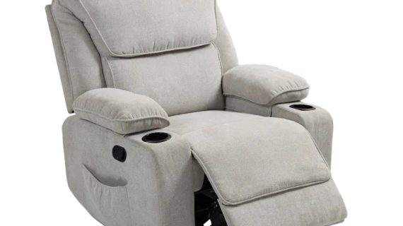 Black Bull Premium Sofa Swivel Rocker Recliner Size (H:103.5 W: 86.5 cm) – Fabric Beige (Free Delivery and Installation)