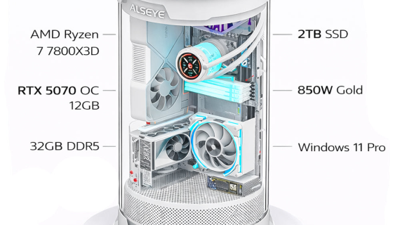 Gaming PC AMD Ryzen 7 7800X3D, RTX 5070, 32GB DDR5, 2TB NVMe - White Build