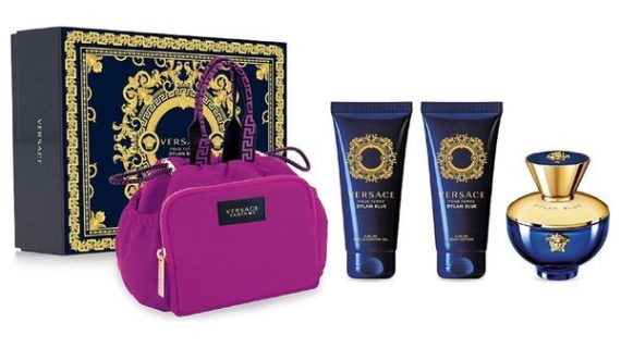 VERSACE DYLAN BLUE POUR FEMME EDP GIFT SET (100ML PERFUME + 100ML BODY LOTION + 100ML BATH & SHOWER GEL + BAG)