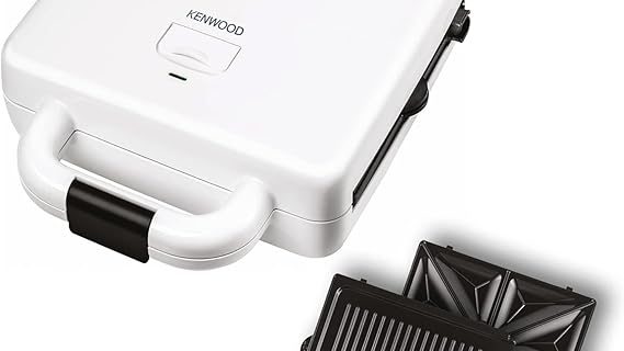 Kenwood 3-in-1 Sandwich Maker 1300W with Grill and Waffle Plates – White