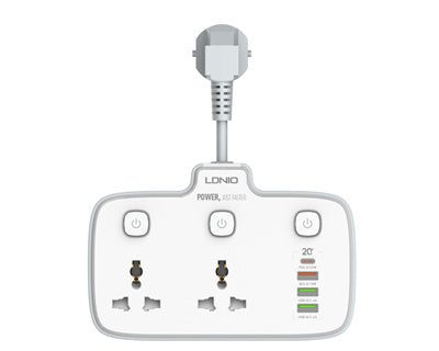 LDNIO 2500W 2 AC Outlets Portable Electrical Extension Socket SC2413