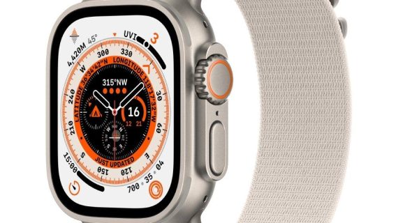 Apple Watch Ultra GPS + Cellular, 49mm Titanium Case with Starlight Alpine Loop (Large)