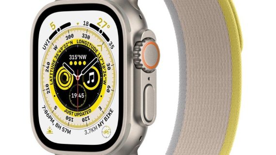 APPLE WATCH ULTRA GPS + CELLULAR, 49MM TITANIUM CASE WITH YELLOW/BEIGE TRAIL LOOP - M/L