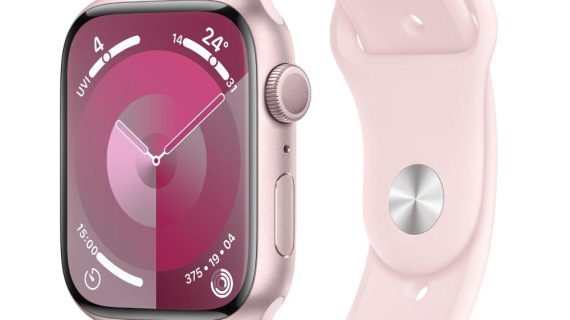 Apple Watch Series 9 GPS – 41 mm Pink Aluminium Case with Light Pink Sport Band (S/M)