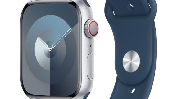 Apple Watch Series 9 GPS + Cellular – 45 mm Aluminium Case with Storm Blue Sport Band (M/L)