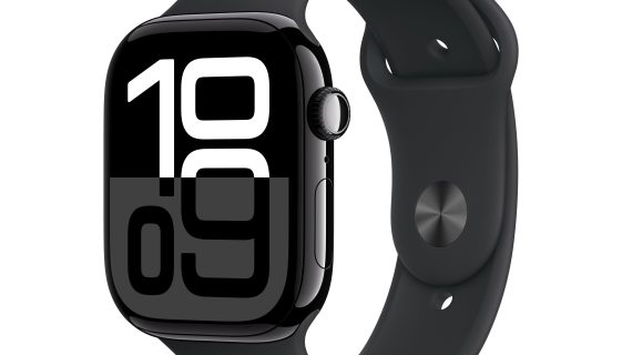 Apple Watch Series 10 GPS + Cellular – 46 mm Jet Black Aluminium Case with Black Sport Band (M/L)