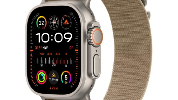 Apple Watch Ultra 2 GPS + Cellular – 49 mm Natural Titanium Case with Tan Alpine Loop (Medium)