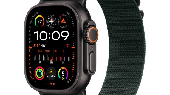 Apple Watch Ultra 2 GPS + Cellular – 49 mm Black Titanium Case with Dark Green Alpine Loop (Medium)