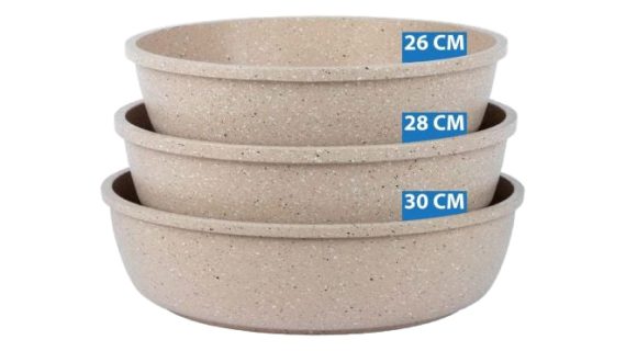 Thermo Ad Aluminium Cast Granite Round Oven Tray 3 Pieces Set (26 -28 -30 cm)