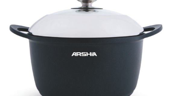 Arshia DC151-1035, 28cm Die-Cast Casserole with Glass Lid – Non-Stick Aluminium Cookware