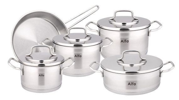 Alfa Premium 9-Piece 18/10 Stainless Steel Cookware Set – HM400, Turkey