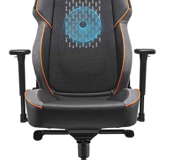 Cougar Chair NXSYS Aero, Adjustable 3D armrest, Breathable PVC leather, 200mm ARGB Fan - Black / Orange
