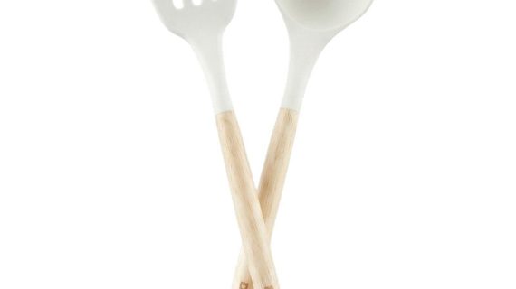 Practical Wooden Handle two-Piece Food Grade Silicone Kitchenware Set with Anti-Slip Spatula Spoon High Temperature Resistance