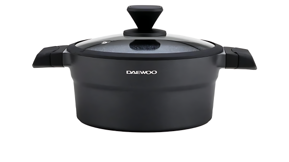 Daewoo Granite Casserole with Lid - 24 cm - Black