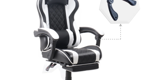 Gamax 1-LT001L, Gaming Chair with Linkage Armrests and Retractable Footrest