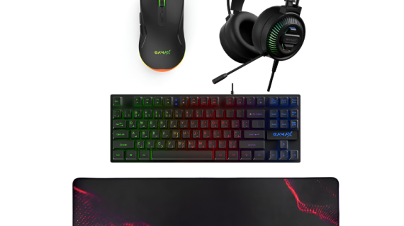 Gamax GM-645, 4-in-1 Wired PC Accessory Set with Arabic Keyboard – Black