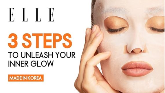 Korean ELLE Radiance Kit – 3-Step Peeling & Whitening Treatment with AHA Peeling Glove, Soothing Mask,Intensive Whitening Serum - Brightening, Exfoliating, Hydrating, Anti-Aging – For All Skin Types-