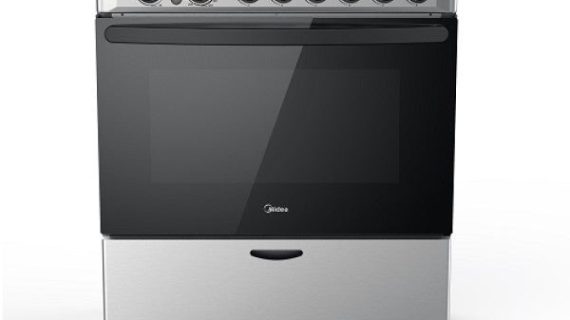 Midea Gas Cooker 76x58, 5 Burners, Stainless Steel