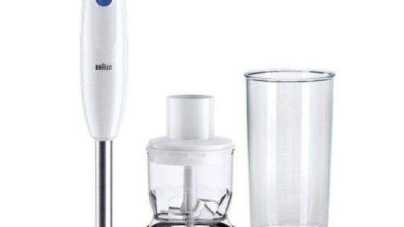 Braun MultiQuick 1 Hand Blender 450W with Chopper and Beaker – White/Blue (MQ10.201MWH)