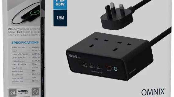 Powerology, Omnix Desktop Charging Station, 3250W GaN 65W - Black