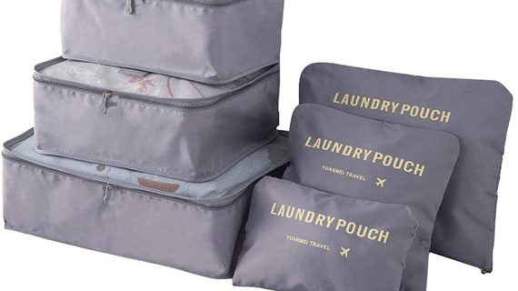 Travel Laundry Pouch Grey 6pcs Set