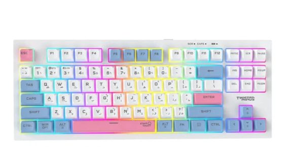 Twisted Minds Spectrum Pro Series 75% Compact Size 87 keys Wireless Membrane Keyboard - (English / Arabic) Layout