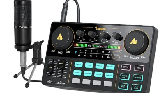 Maonocaster AU-AM200S1 Lite Portable All-In-One Podcast Production Studio With Microphone - Black