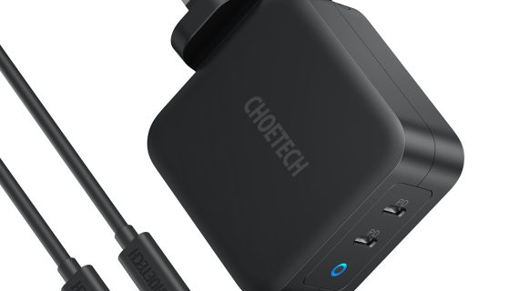 Choetech PD 100W GaN dual USB-C UK Charger with CC cable - Black PD6008-UK-CCBK