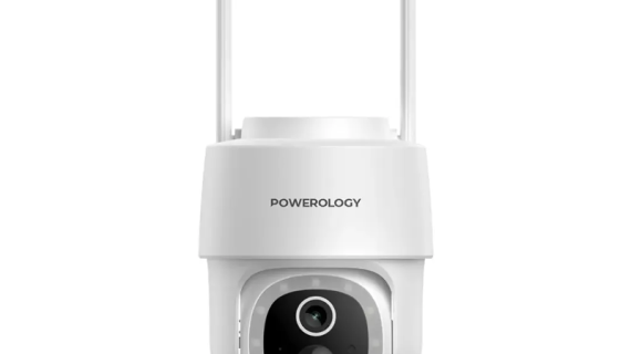 Powerology PPBCHA73, Built-In Solar Pan & Tilt Outdoor Camera - White