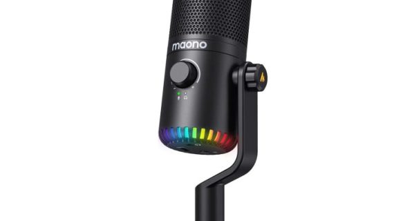 Maonocaster DM30 RGB Gaming Microphone for PC, USB Programmable Condenser Mic with RGB Lights - Black