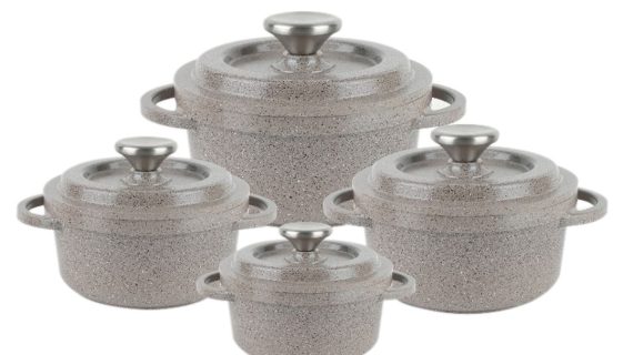 Core Ss22 Granite Cookware Collection Pots 8 Pcs Set 1.9 LTR + 2.6 LTR + 5.2 LTR + 7.6 LTR