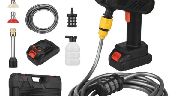 Cordless Pressure Washer, Portable Pressure Washer with Rechargeable 1 Battery 4-in-1 Nozzle, Handheld High-Pressure Car Washer Gun